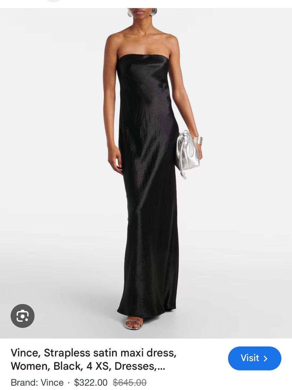 Vince Women Satin Strapless Maxi dress.